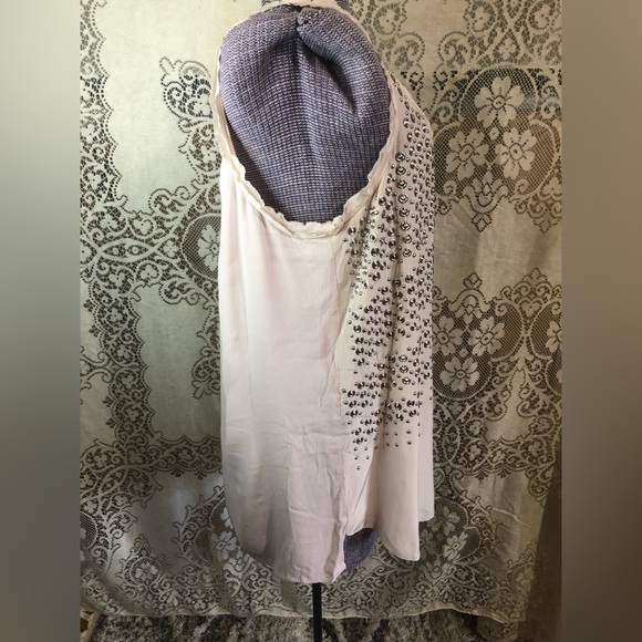 Rebecca Taylor Ballerina Light Pink Studded Silk Sleeveless Tank Size 12 - Picture 9 of 12